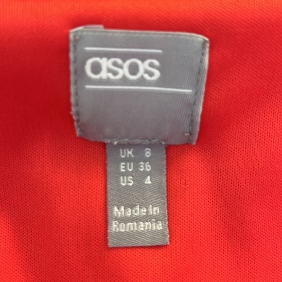 Asos Red Orange V-Neck Faux Wrap Flowy Whimsical Fairy Maxi Dress Size 4 - Picture 9 of 10